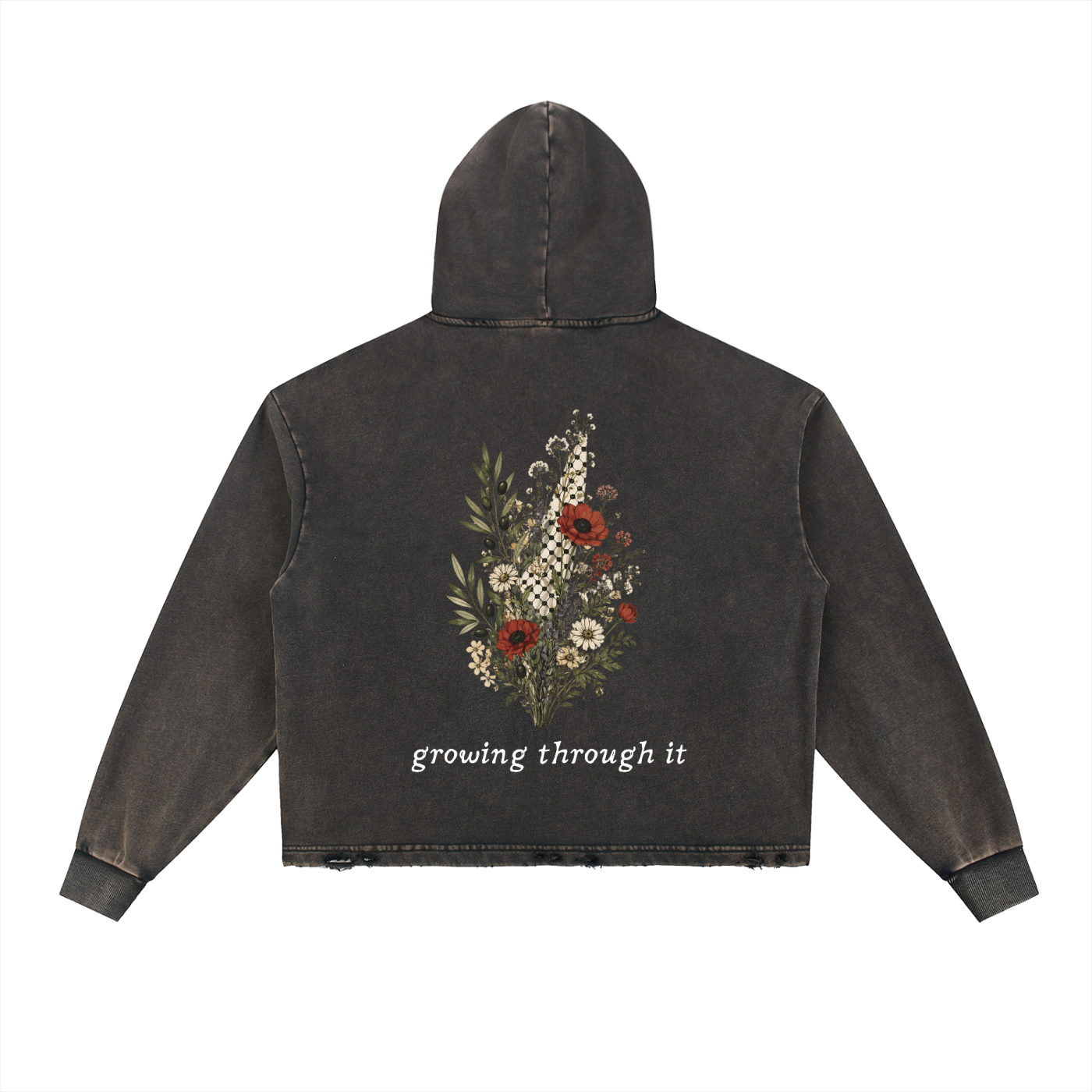 Vintage Washed Frayed-Hem Hoodie
